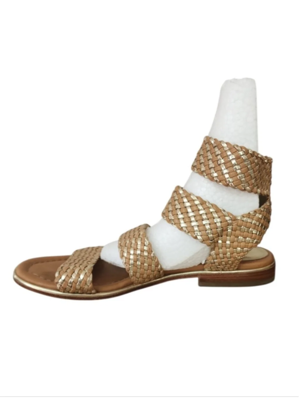 Donald J Pliner Gold Tan Woven Leather Gladiator Sandals Size 6M